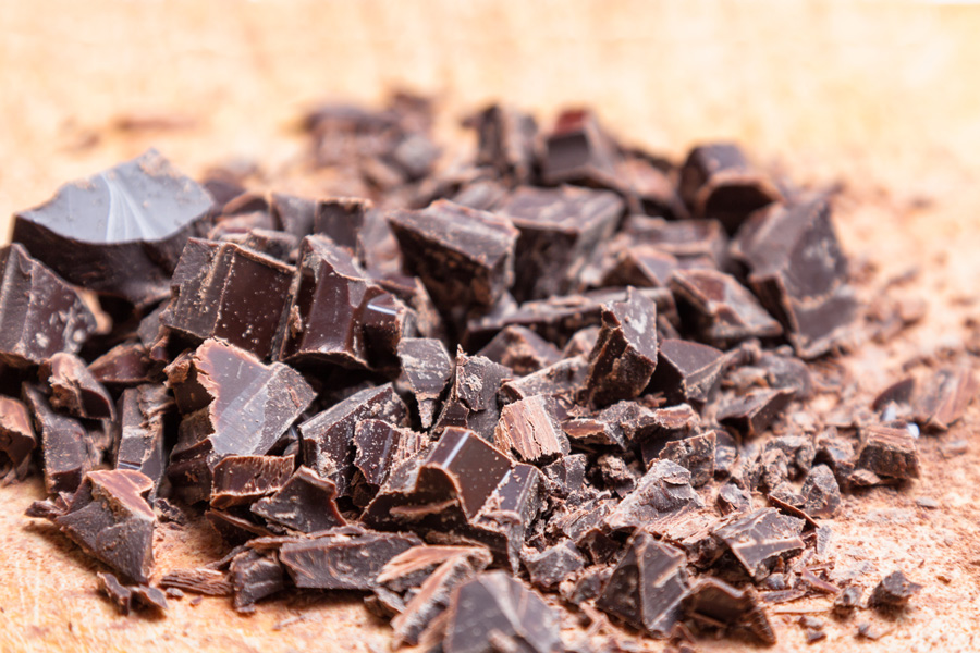 Chopped chocolate for the seeding method - essential for tempering chocolate